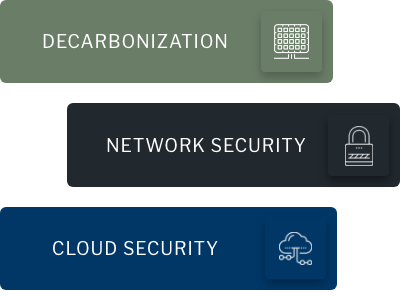 ClearSky decarbonization, network security, and cloud security icons