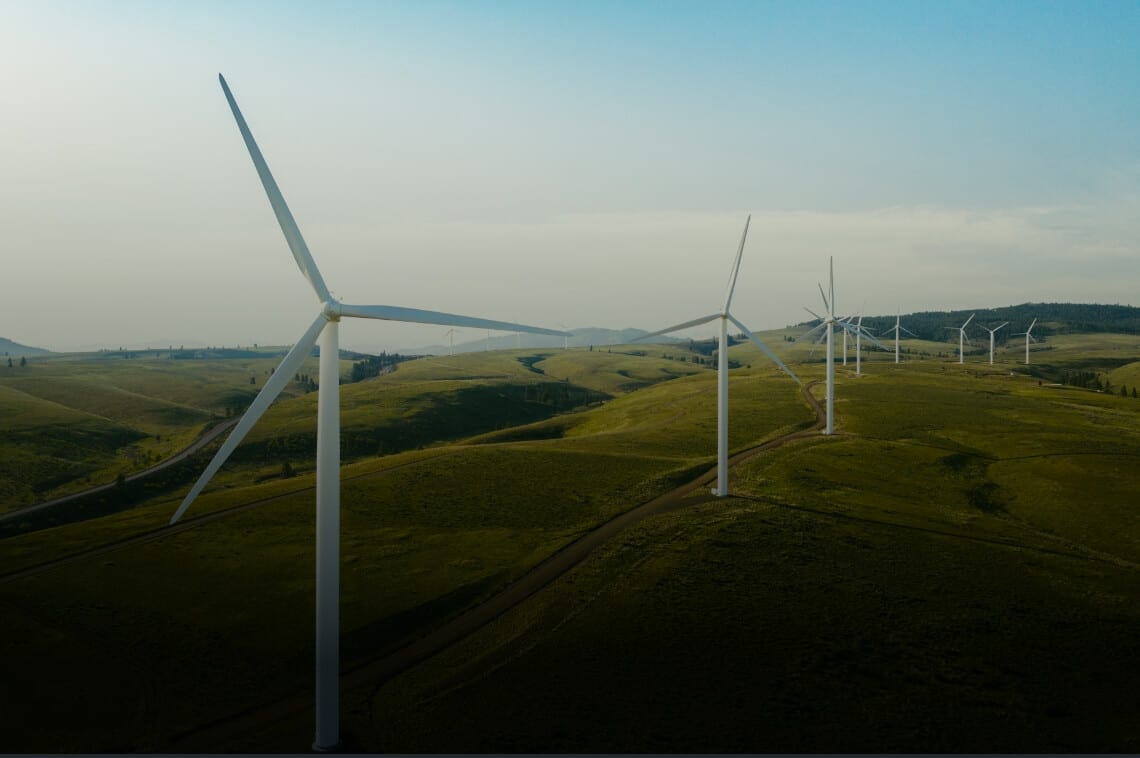 Alternative wind energy blades in an open field